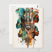 Afrikanische Stammfrauen Malerei, zeitgenössische  Postkarte (Vorne/Hinten)