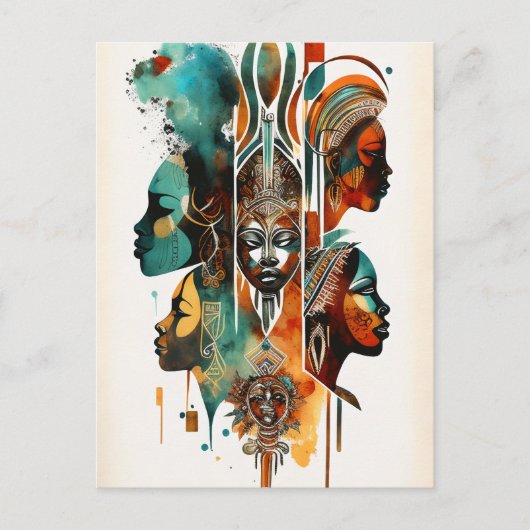 Afrikanische Stammfrauen Malerei, zeitgenössische  Postkarte (Vorderseite)
