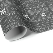 Afrikanische Stammkunst: Geometrisches Schwarz & W Geschenkpapier (Rolleneckpunkt)