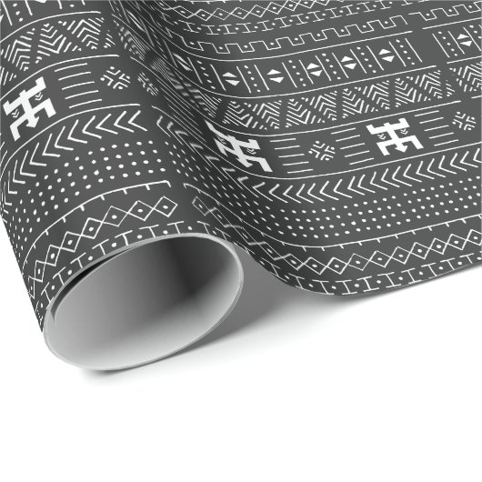 Afrikanische Stammkunst: Geometrisches Schwarz & W Geschenkpapier (Rolleneckpunkt)