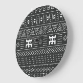 Afrikanische Stammkunst: Geometrisches Schwarz & W Große Wanduhr (Winkel)