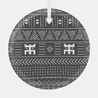 Afrikanische Stammkunst: Geometrisches Schwarz & W Ornament Aus Glas