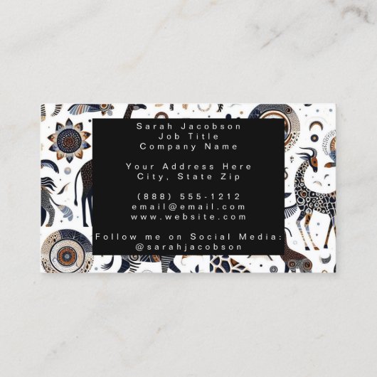 Afrikanische Stammtiere Visitenkarte (Rückseite)