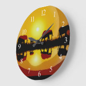 Afrikanische Sunset Elefanten Große Wanduhr (Winkel)