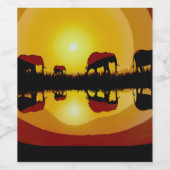 Afrikanische Sunset Elefanten Weinetikett (Einzelnes Label)