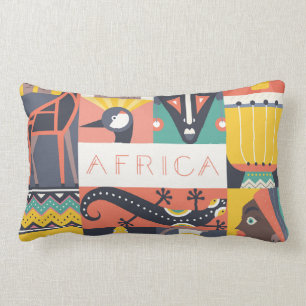 Afrikanische symbolische Kunst-Collage Lendenkissen