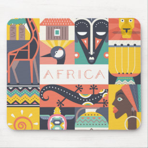 Afrikanische symbolische Kunst-Collage Mousepad