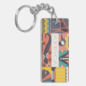 Afrikanische symbolische Kunst-Collage Schlüsselanhänger (Vorderseite links)