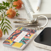 Afrikanische symbolische Kunst-Collage Schlüsselanhänger (Vorderseite rechts)