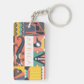 Afrikanische symbolische Kunst-Collage Schlüsselanhänger (Rückseite)