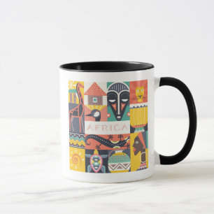 Afrikanische symbolische Kunst-Collage Tasse