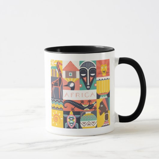 Afrikanische symbolische Kunst-Collage Tasse (Rechts)