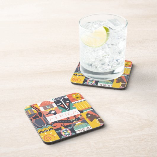 Afrikanische symbolische Kunst-Collage Untersetzer (Rechte Seite)