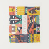 Afrikanische symbolische Kunst-Collage Wandteppich (Vorderseite)