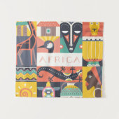 Afrikanische symbolische Kunst-Collage Wandteppich (Vorderseite (Horizontal))