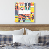 Afrikanische Symbolische Kunstsammlung Leinwanddruck (Insitu (Schlafzimmer))