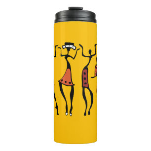 Afrikanische Tänzer, ethnische Silhouette Vintage. Thermosbecher