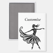Afrikanische Tänzerin Silhouette Art Thunder_Thund Magnet (Vorderseite/Rückseite)