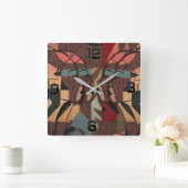 afrikanische Tapestry Quadratische Wanduhr (Zuhause)