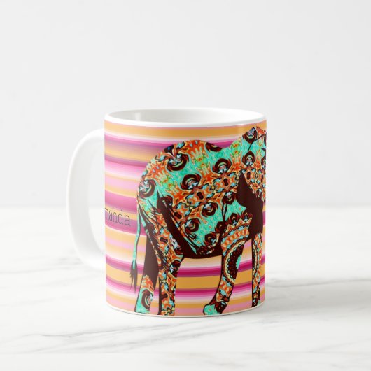 Afrikanische Tasse der farbenfrohen Elefanten (Vorderseite Links)