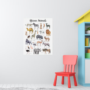 Afrikanische Tiere   Bildung Lernunterricht Poster