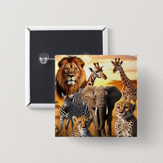 Afrikanische Tiere Button (Vorne & Hinten)