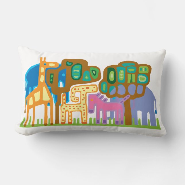 Afrikanische Tiere der ethnischen Kunst Lendenkissen (Vorderseite)