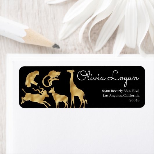 Afrikanische Tiere | Gold Address Labels (Insitu)