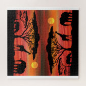 Afrikanische Tiere im Serengeti Sunset Puzzle (Horizontal)