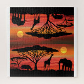 Afrikanische Tiere im Serengeti Sunset Puzzle (Vertikal)