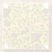 Afrikanische Tiere: Kulturelles nahtloses Muster. Glasuntersetzer (Rückseite)