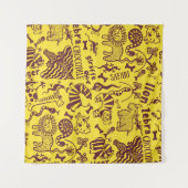 Afrikanische Tiere: Kulturelles nahtloses Muster. Wandteppich (Vorderseite (Horizontal))