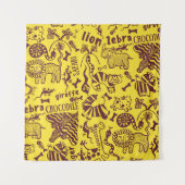 Afrikanische Tiere: Kulturelles nahtloses Muster. Wandteppich (Vorderseite)