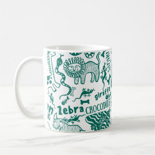 Afrikanische Tiere: vielfältige nahtlose Muster. Kaffeetasse