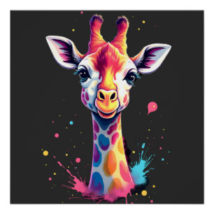 Afrikanische Tierkunst Die bunte Giraffe für lusti Poster