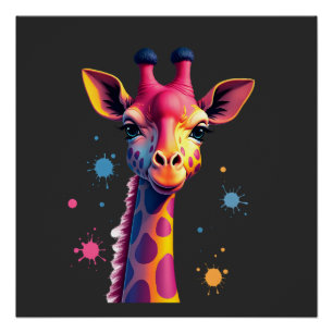 Afrikanische Tierkunst Die bunte Giraffe für lusti Poster