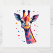 Afrikanische Tierkunst Die bunte Giraffe für lusti Schaumweinetikett (Einzelnes Label)