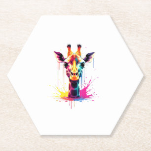Afrikanische Tierkunst Die farbenfrohe Giraffe für Untersetzer