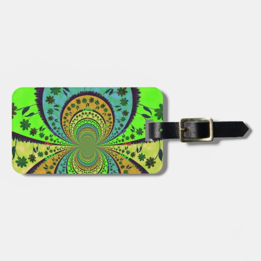 Afrikanische Traditionelle Farben Kaleidoskop Blum Gepäckanhänger (Vorderseite horizontal)