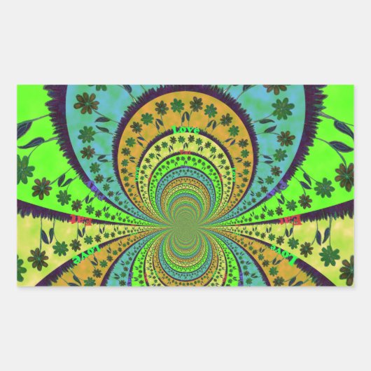 Afrikanische Traditionelle Farben Kaleidoskop Blum Rechteckiger Aufkleber (Vorderseite)