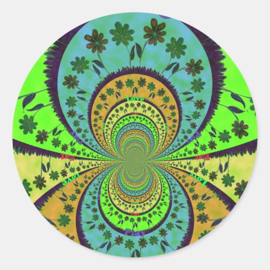 Afrikanische Traditionelle Farben Kaleidoskop Blum Runder Aufkleber (Vorderseite)