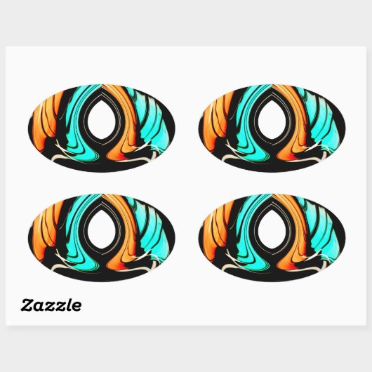 Afrikanische Traditionelle Musterkunst Ovaler Aufkleber (Blatt)