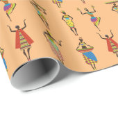 Afrikanische Tribal Art Ladys bunt ethnische Mode Geschenkpapier (Rolleneckpunkt)