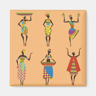 Afrikanische Tribal Art Ladys bunt ethnische Mode Magnet