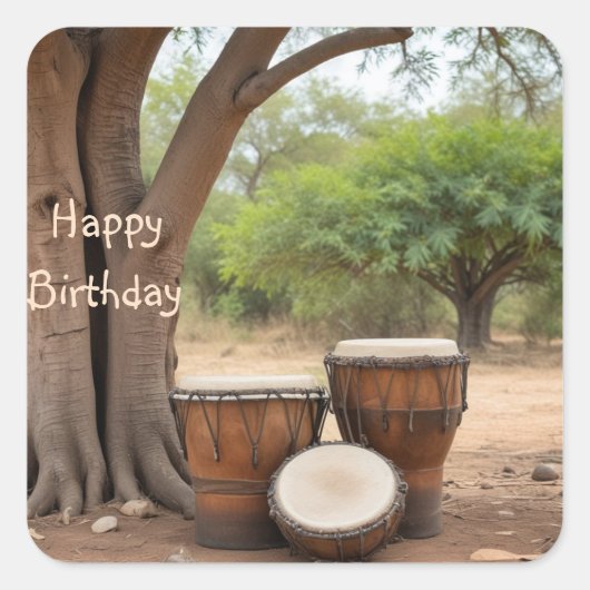 Afrikanische Trommeln Quadratischer Aufkleber (Vorderseite)