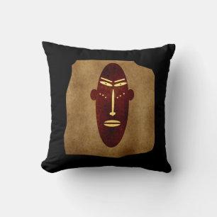 Afrikanische Vintage-Abstrakt-Gesichtskunst Kissen