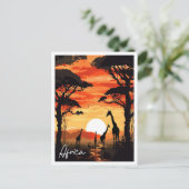 Afrikanische Vintage Reise Illustration Postkarte (Stehend Vorderseite)