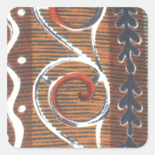 Afrikanische Vintage, traditionelle Ornament Motif Quadratischer Aufkleber