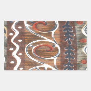 Afrikanische Vintage, traditionelle Ornament Motif Rechteckiger Aufkleber