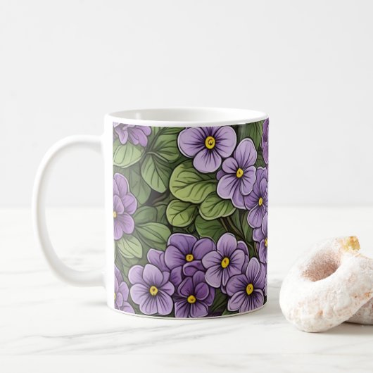 afrikanische Violet-Blume Kaffeetasse (Mit Donut)